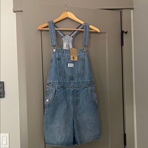 Levi's Blue Denim Jean Shorts Overalls